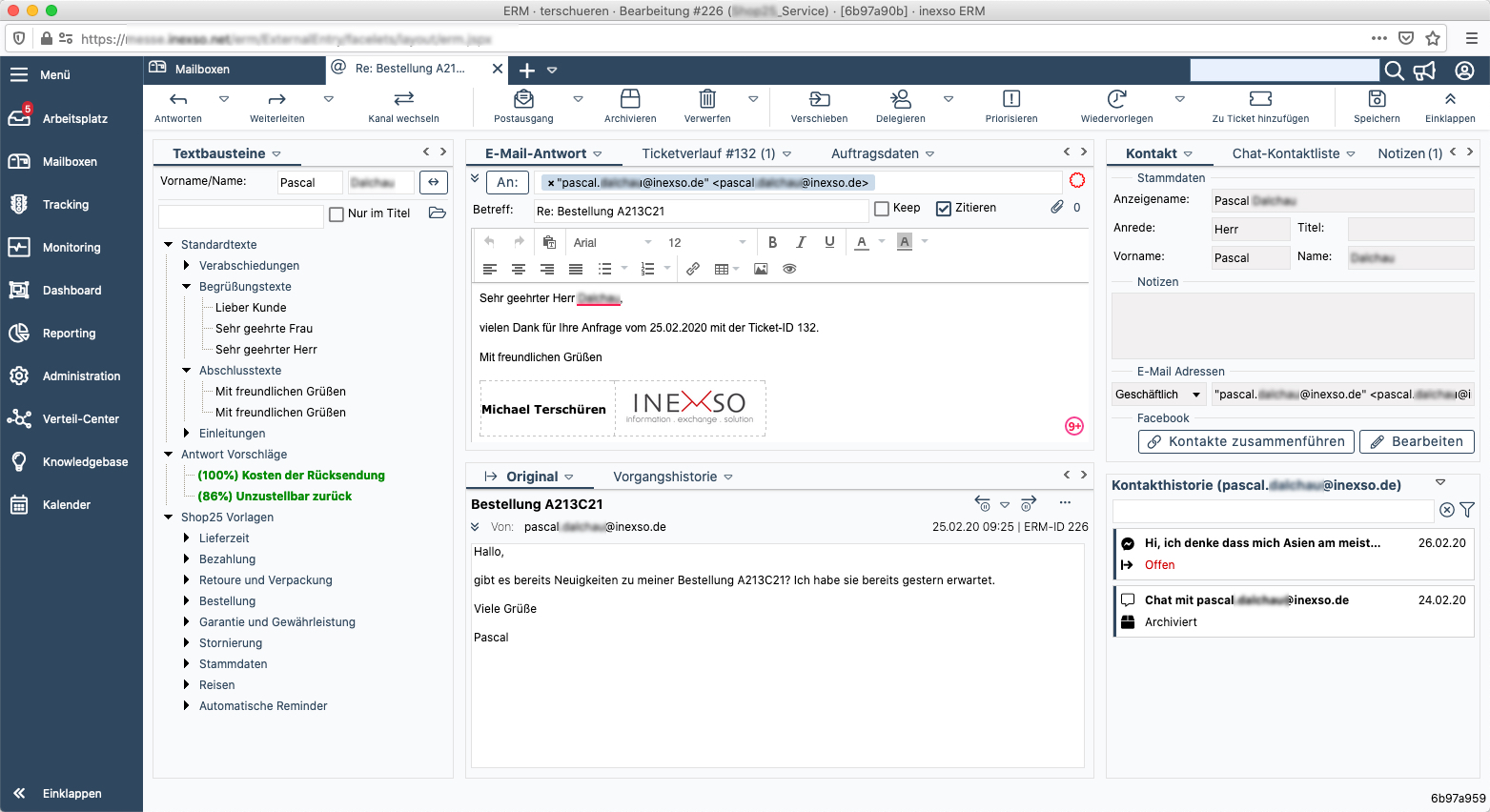 screenshot of INEXSO ERM
